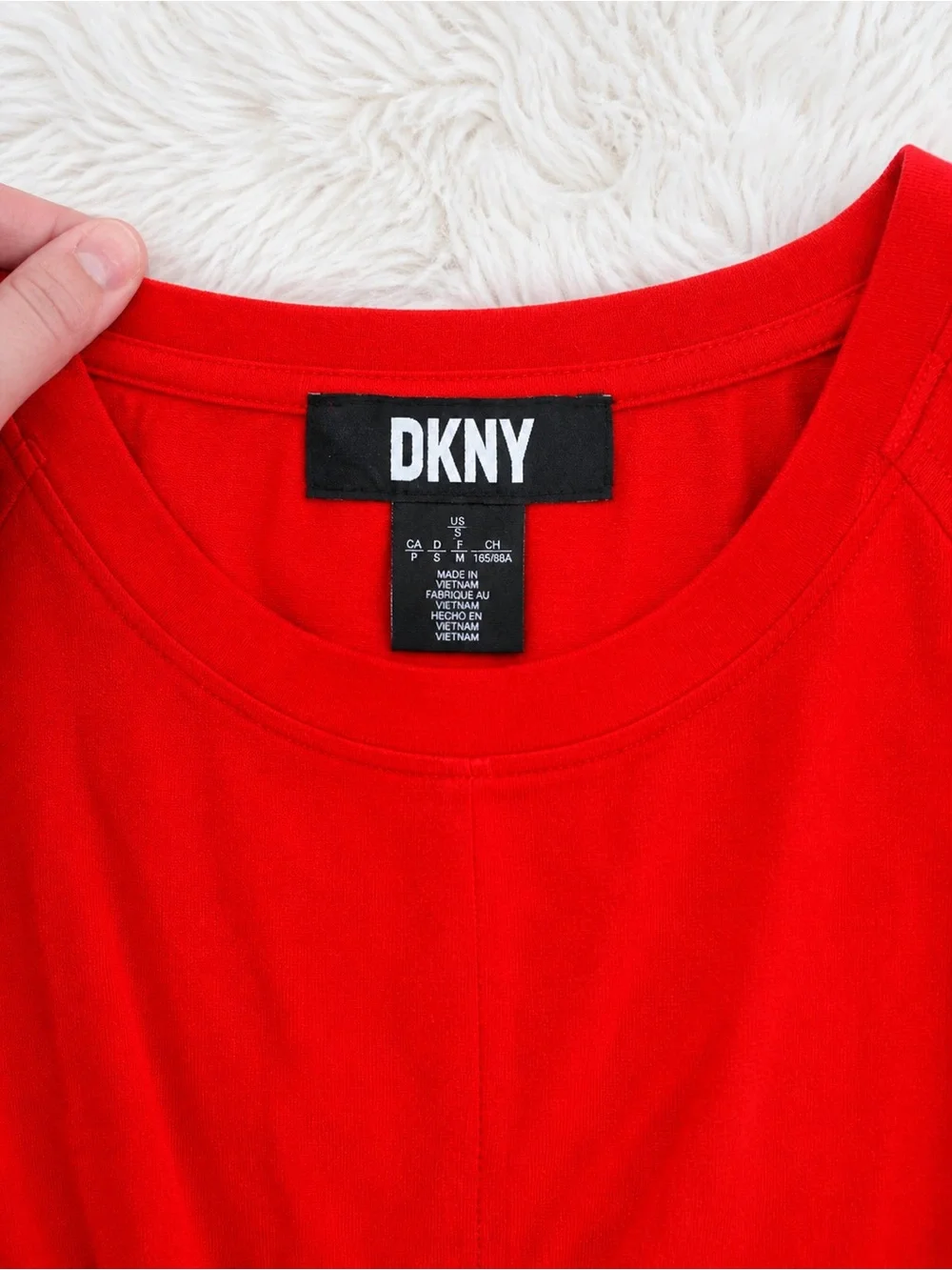 DKNY Red Tiered Dress Small | Sleeveless Cotton Blend Casual Chic Summer Mini - Picture 2 of 3
